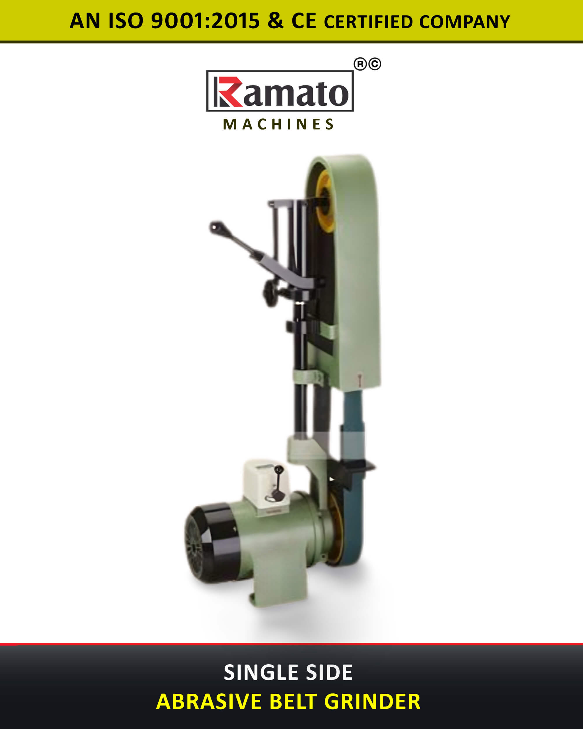 50x2000mm Single Side Abrasive Belt Grinder - Ramato Belt Grinding Machine Manufacturer Rajkot Gujarat Bharat (INDIA)