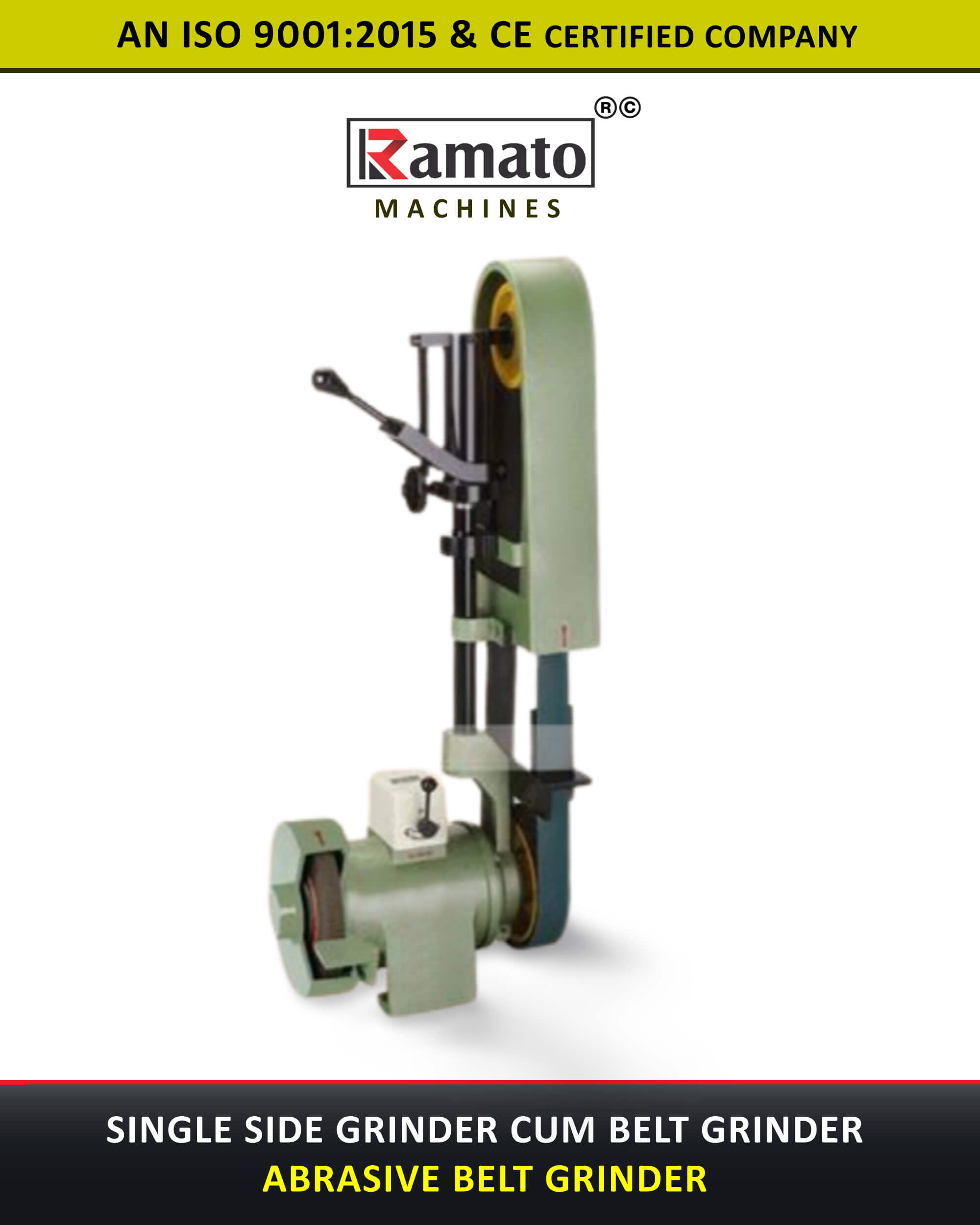 Abrasive Belt Grinder Cum Bench Grinder Machine Manufacturer Rajkot Gujarat Bharat (INDIA)